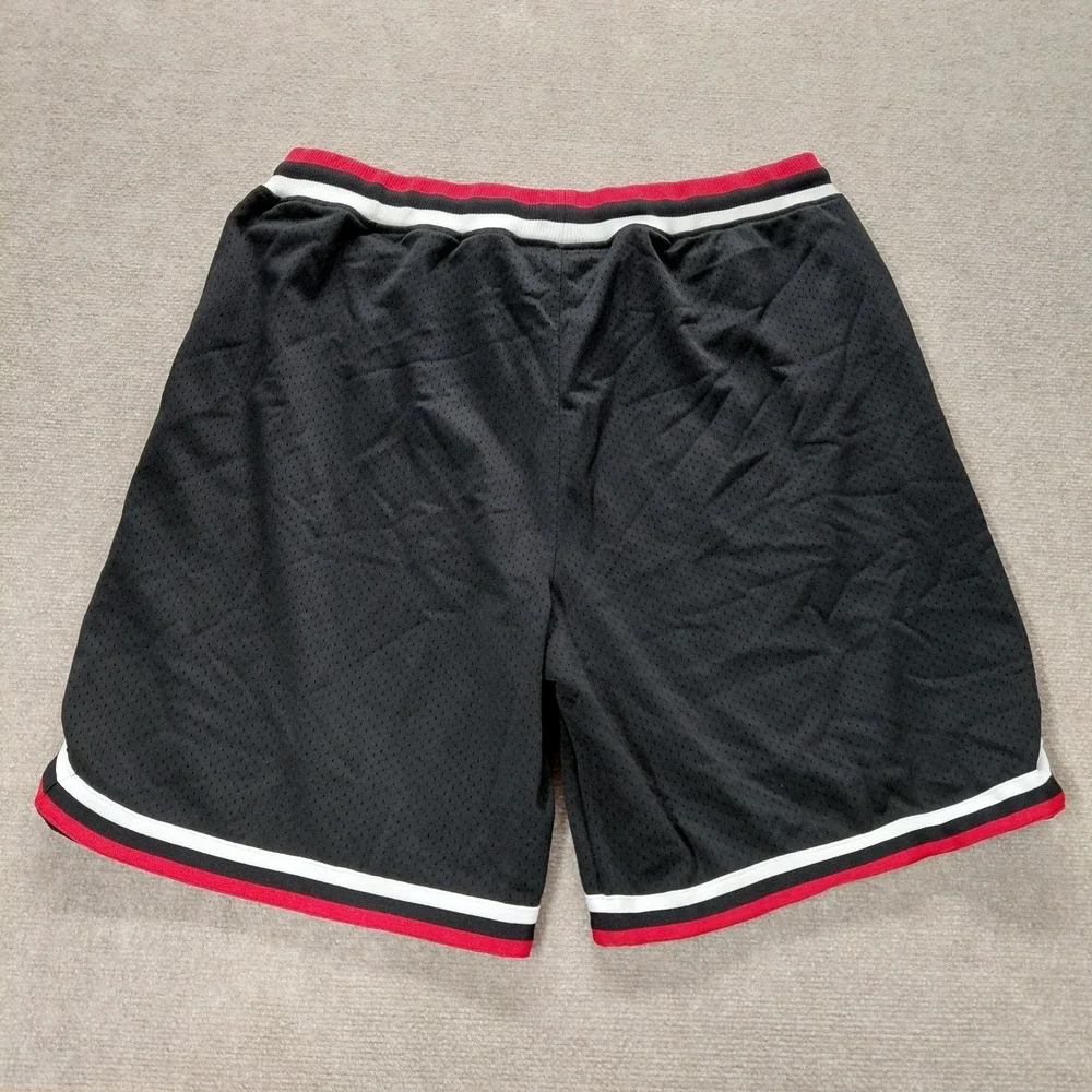 CSG Basketball Shorts Black Mesh Red White Striped Waistband Athletic Gym 3XL